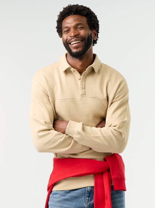 Sudadera de felpa con cuello polo - Kiabi Sudadera de felpa con cuello polo - Kiabi