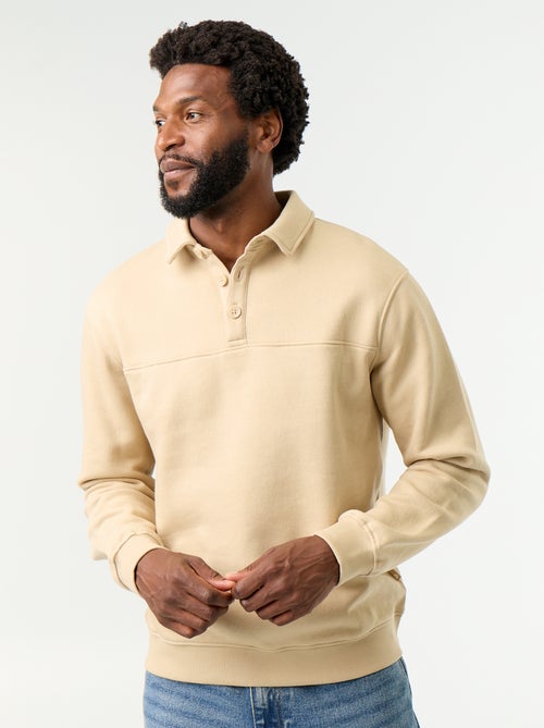 Sudadera de felpa con cuello polo - Kiabi Sudadera de felpa con cuello polo - Kiabi