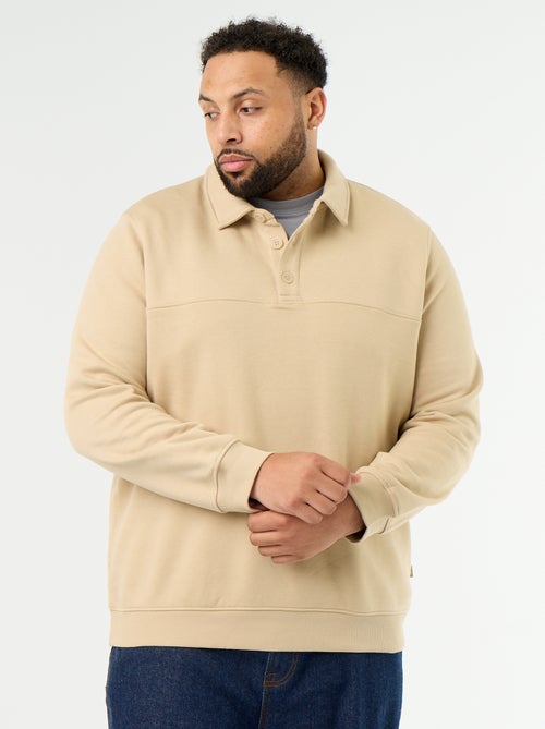 Sudadera de felpa con cuello polo - Kiabi
