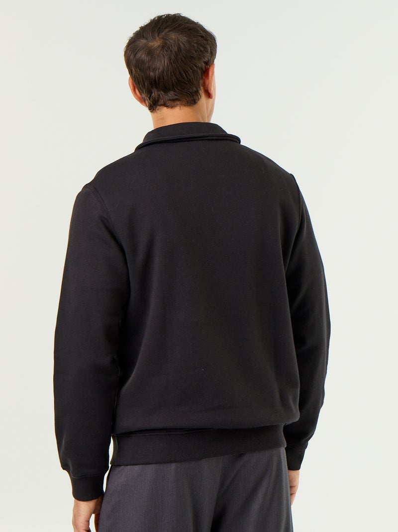 Sudadera de felpa con cuello polo Negro - Kiabi