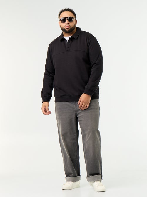 Sudadera de felpa con cuello polo - Kiabi