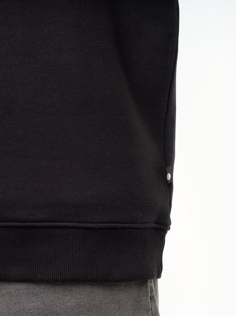 Sudadera de felpa con cuello polo Negro - Kiabi