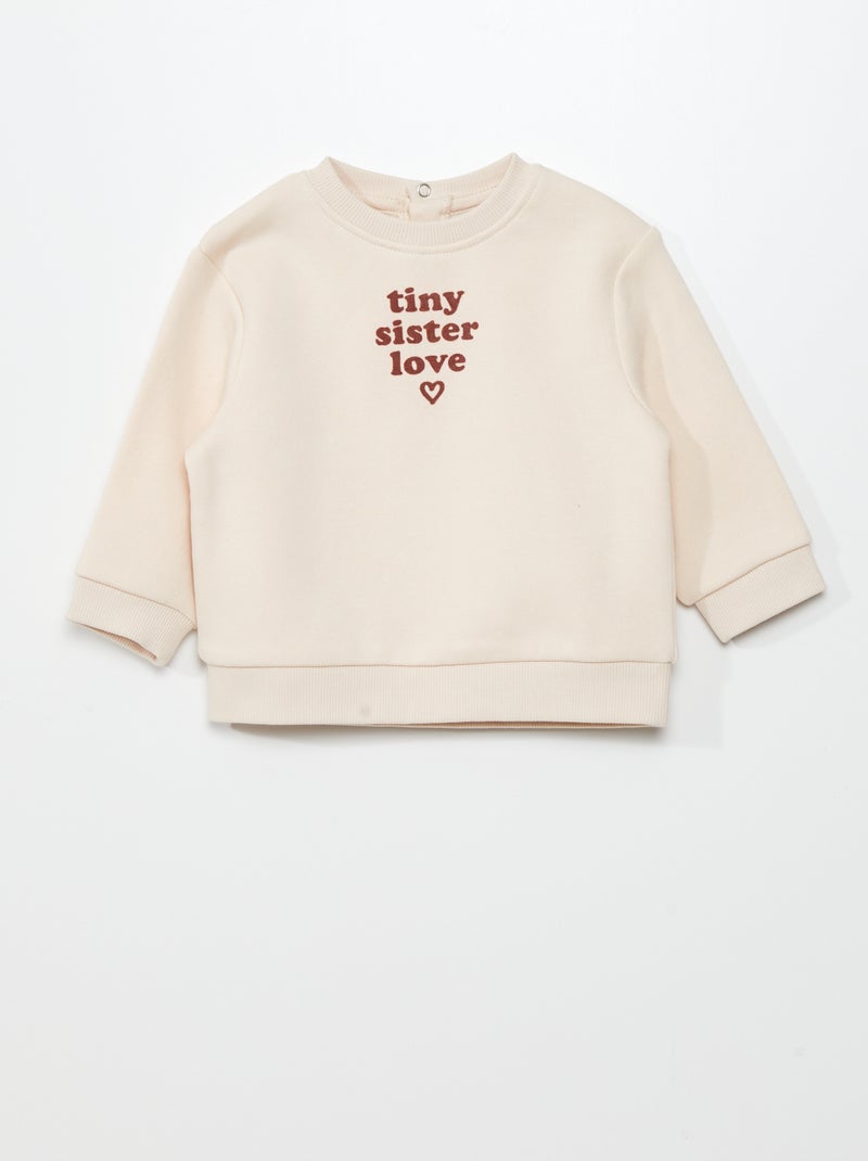 Sudadera de felpa con cuello redondo BLANCO - Kiabi