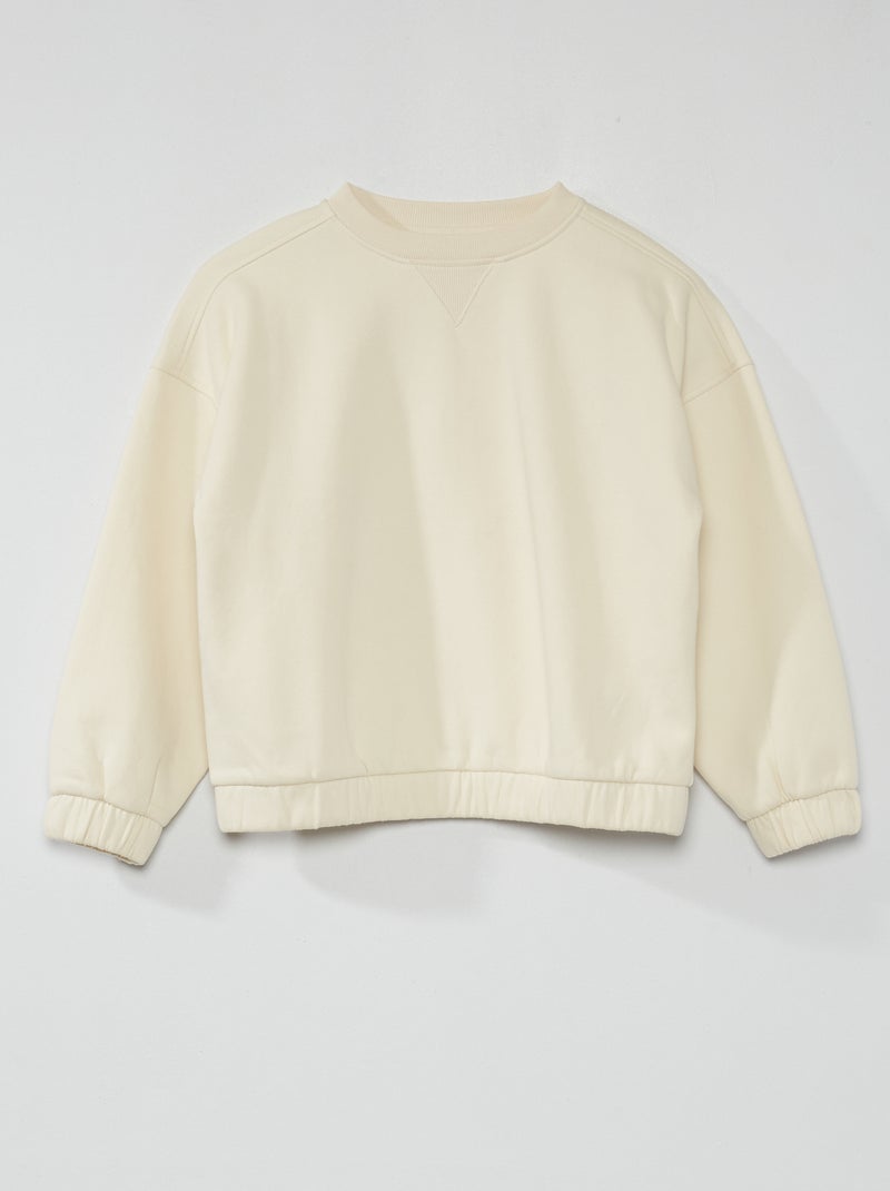 Sudadera de felpa con cuello redondo BLANCO - Kiabi