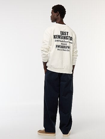 Sudadera de felpa con cuello redondo y estampado a doble cara