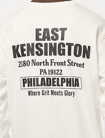 Sudadera de felpa con cuello redondo y estampado a doble cara