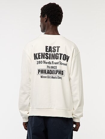 Sudadera de felpa con cuello redondo y estampado a doble cara