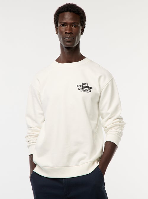 Sudadera de felpa con cuello redondo e impresión a doble cara - Kiabi