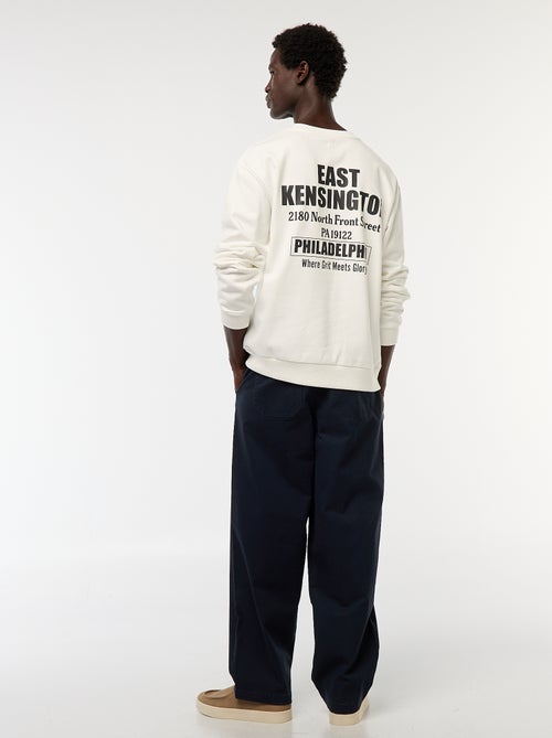 Sudadera de felpa con cuello redondo e impresión a doble cara - Kiabi