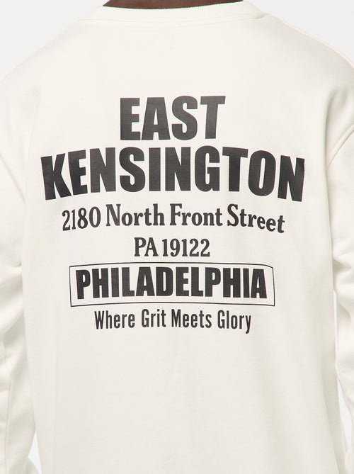 Sudadera de felpa con cuello redondo e impresión a doble cara - Kiabi