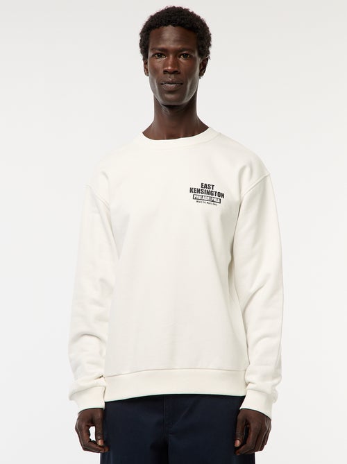 Sudadera de felpa con cuello redondo e impresión a doble cara - Kiabi