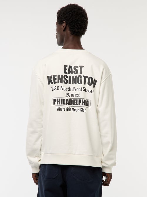 Sudadera de felpa con cuello redondo e impresión a doble cara - Kiabi