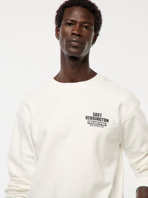 Sudadera de felpa con cuello redondo e impresión a doble cara - Kiabi