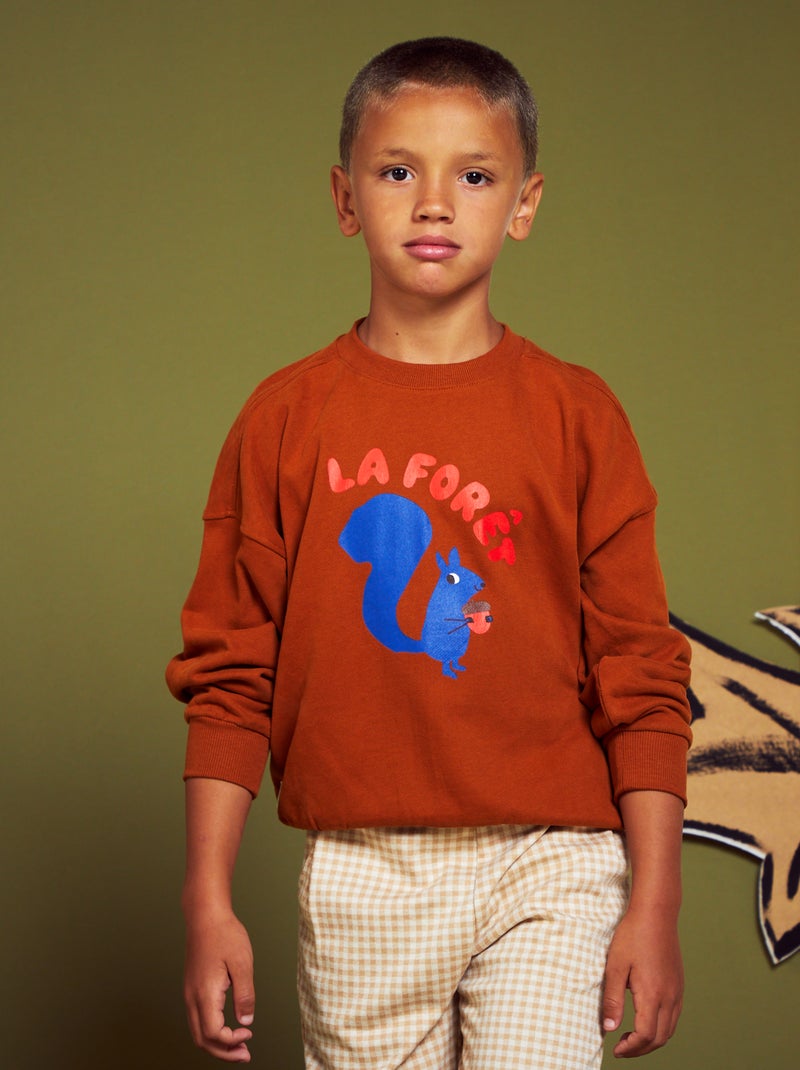 Sudadera de felpa con cuello redondo MARRON - Kiabi