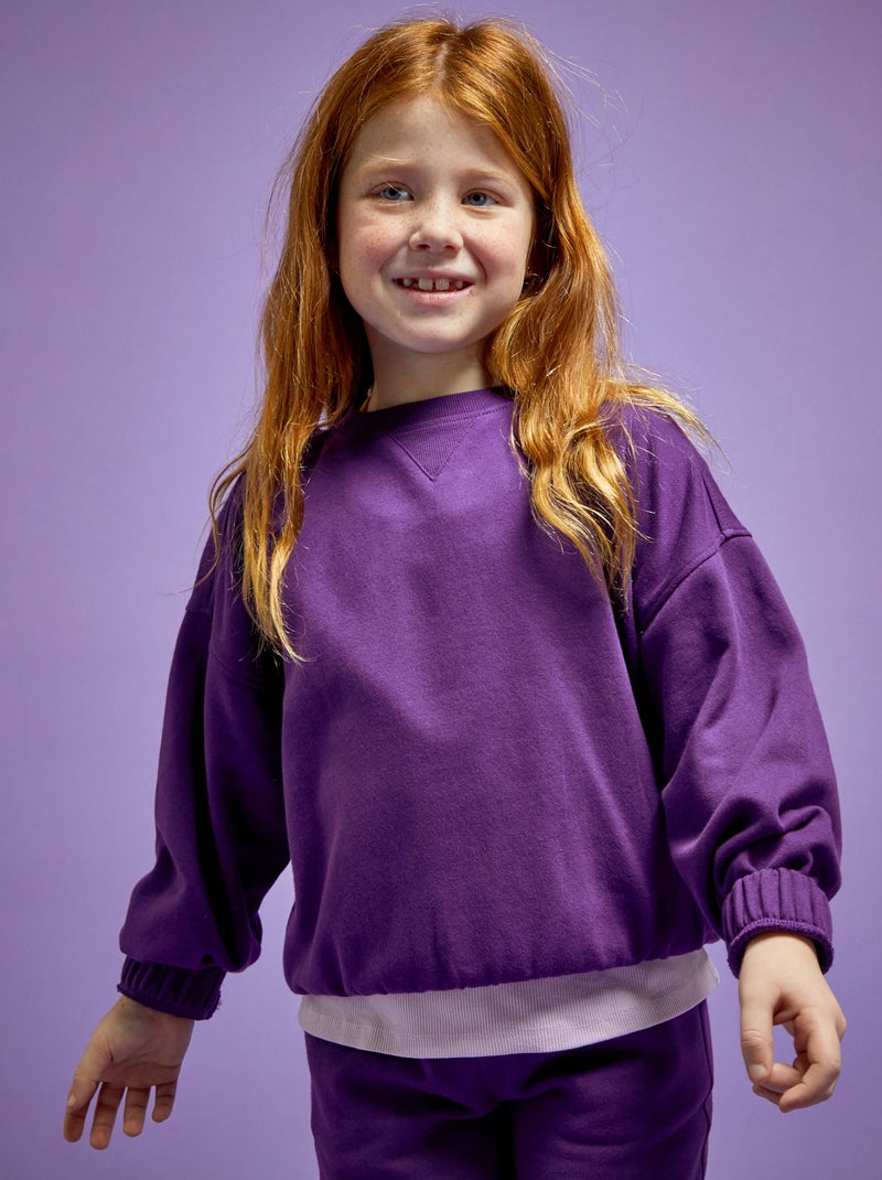 Sudadera de felpa con cuello redondo PURPURA - Kiabi