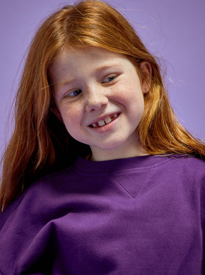 Sudadera de felpa con cuello redondo PURPURA - Kiabi