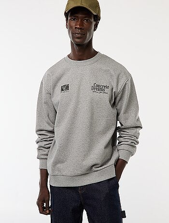 Sudadera de felpa con cuello redondo y estampado a doble cara