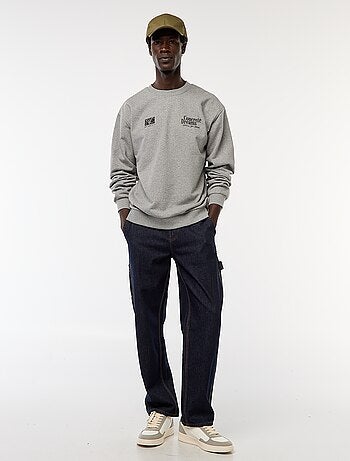 Sudadera de felpa con cuello redondo y estampado a doble cara