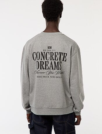 Sudadera de felpa con cuello redondo y estampado a doble cara