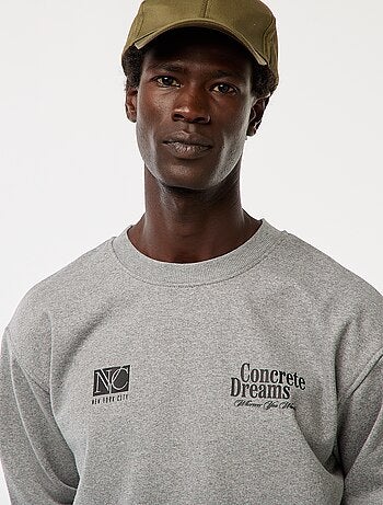 Sudadera de felpa con cuello redondo y estampado a doble cara