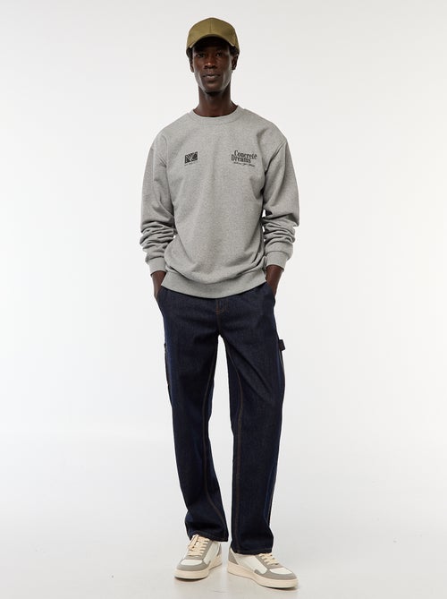 Sudadera de felpa con cuello redondo y estampado a doble cara - Kiabi