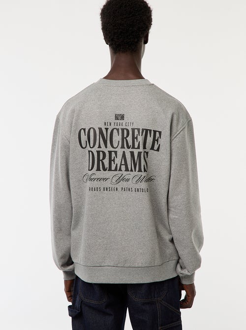 Sudadera de felpa con cuello redondo y estampado a doble cara - Kiabi