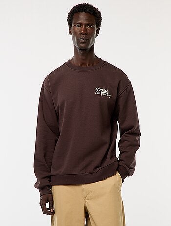 Sudadera de felpa con cuello redondo y estampado a doble cara