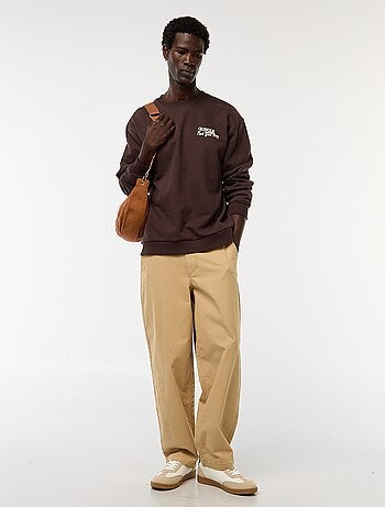 Sudadera de felpa con cuello redondo y estampado a doble cara