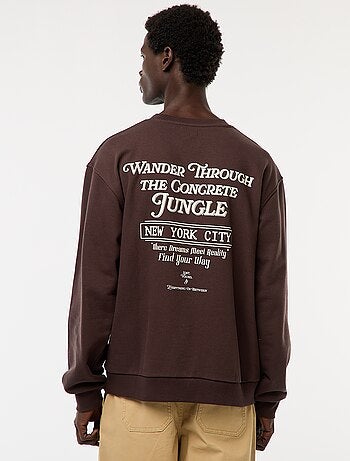 Sudadera de felpa con cuello redondo y estampado a doble cara