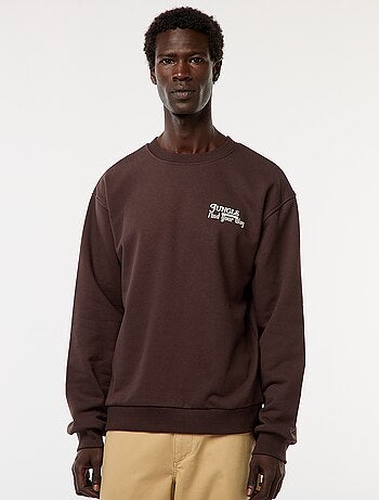 Sudadera de felpa con cuello redondo y estampado a doble cara