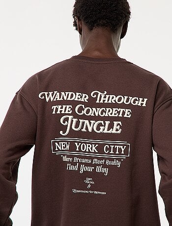 Sudadera de felpa con cuello redondo y estampado a doble cara