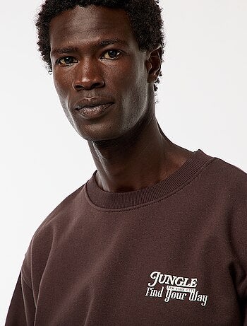 Sudadera de felpa con cuello redondo y estampado a doble cara