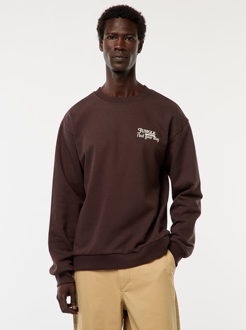 Sudadera de felpa con cuello redondo y estampado a doble cara - Kiabi