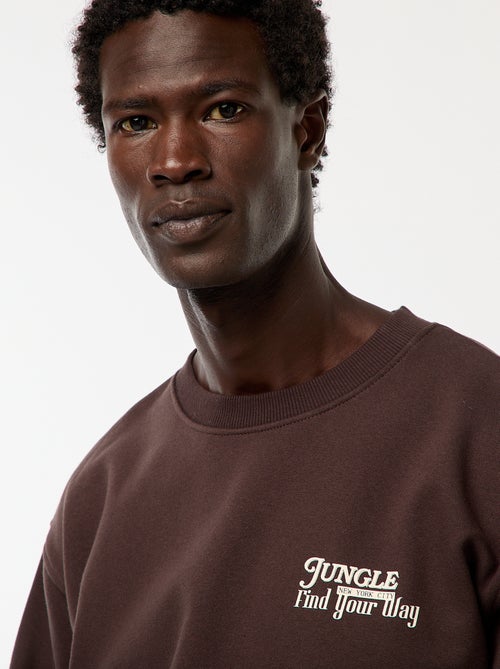 Sudadera de felpa con cuello redondo y estampado a doble cara - Kiabi