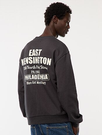 Sudadera de felpa con cuello redondo y estampado a doble cara