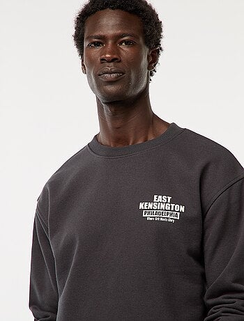 Sudadera de felpa con cuello redondo y estampado a doble cara