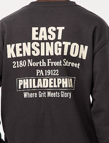 Sudadera de felpa con cuello redondo y estampado a doble cara