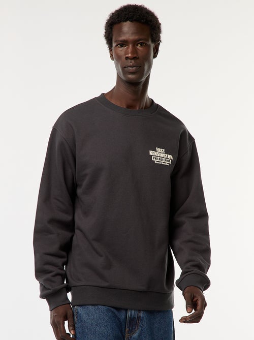 Sudadera de felpa con cuello redondo y estampado a doble cara - Kiabi