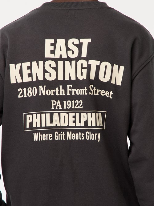 Sudadera de felpa con cuello redondo y estampado a doble cara - Kiabi