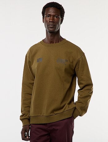 Sudadera de felpa con cuello redondo y estampado a doble cara