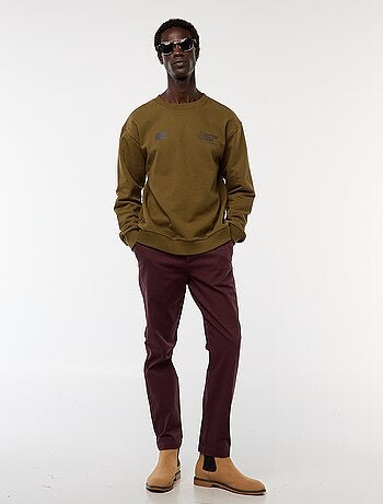 Sudadera de felpa con cuello redondo y estampado a doble cara