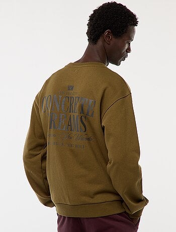 Sudadera de felpa con cuello redondo y estampado a doble cara