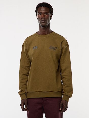 Sudadera de felpa con cuello redondo y estampado a doble cara