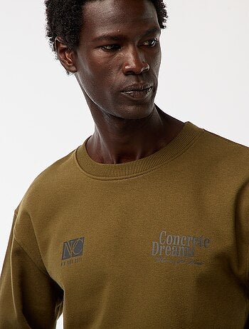 Sudadera de felpa con cuello redondo y estampado a doble cara