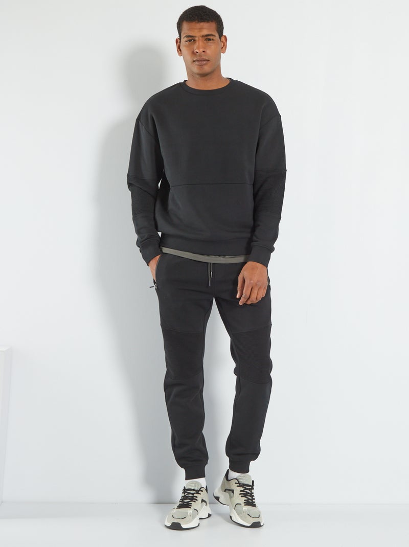 Sudadera de felpa con detalle de fantasía Negro - Kiabi