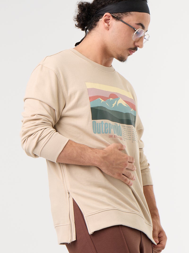 Sudadera de felpa con estampado - colección fácil de poner Blanco - Kiabi