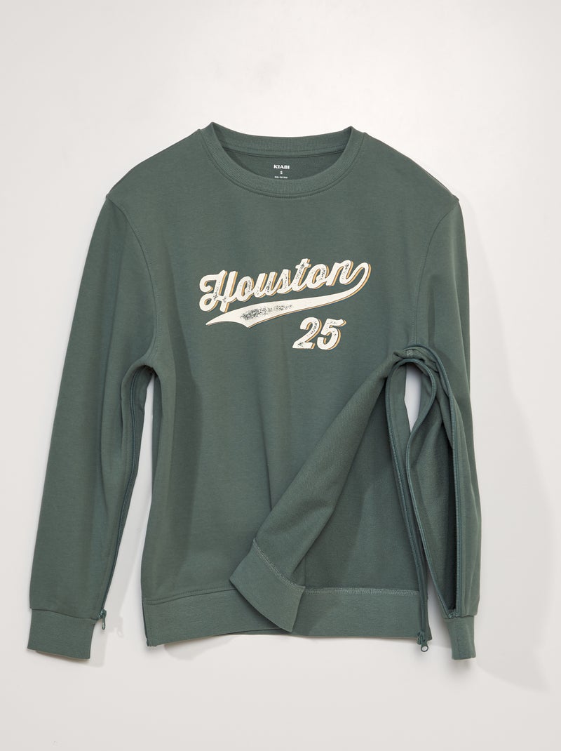 Sudadera de felpa con estampado - colección fácil de poner KAKI - Kiabi