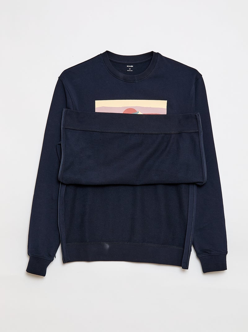 Sudadera de felpa con estampado - Fácil de poner Azul - Kiabi