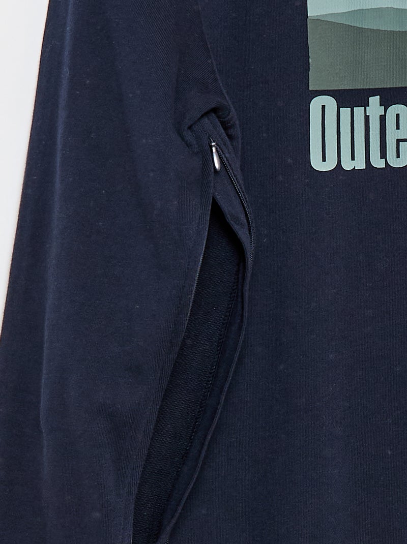 Sudadera de felpa con estampado - Fácil de poner Azul - Kiabi