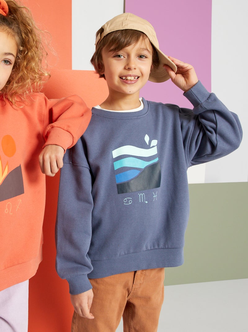 Sudadera de felpa con estampado - Unisex AZUL - Kiabi